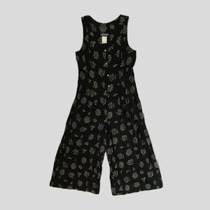 Vintage 90s All That Jazz Black Sleeveless Geometric Print Wide Leg Jumpsuit M/L